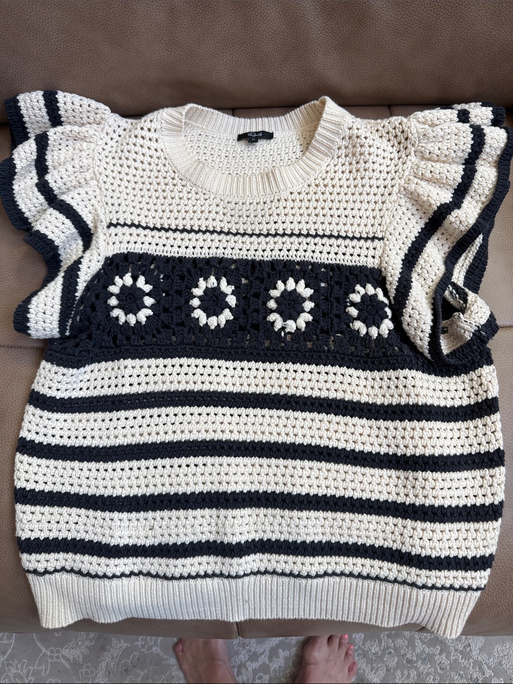 Rails Penelope short sleeve open stitch sweater